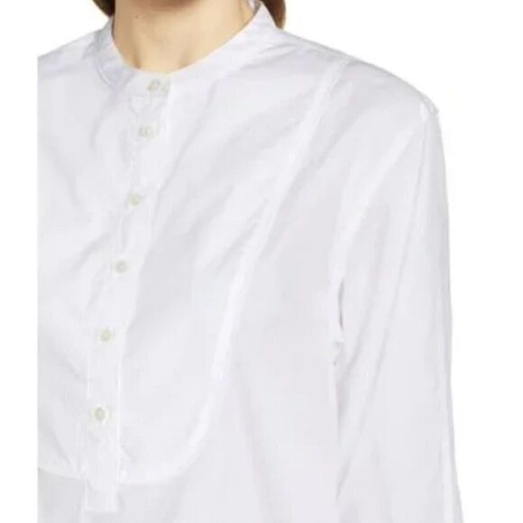J. Crew Women's Cotton Tuxedo Popover Top shirt K3872 White S - Picture 2 of 4